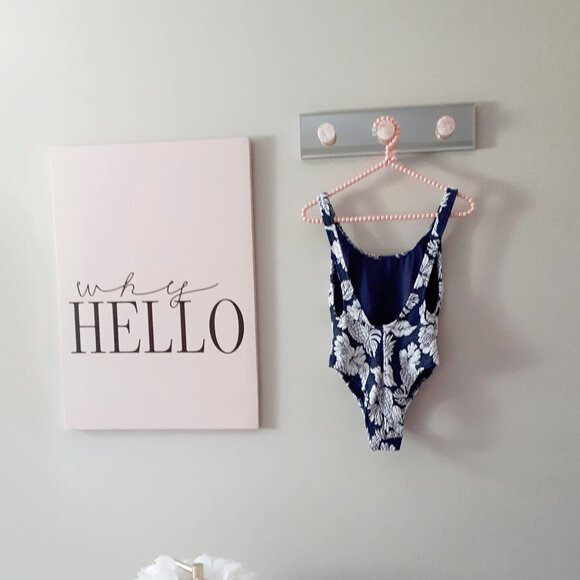 NWT Seafolly blue, white & black tropical floral print one piece swimsuit, 6 - Picture 15 of 16